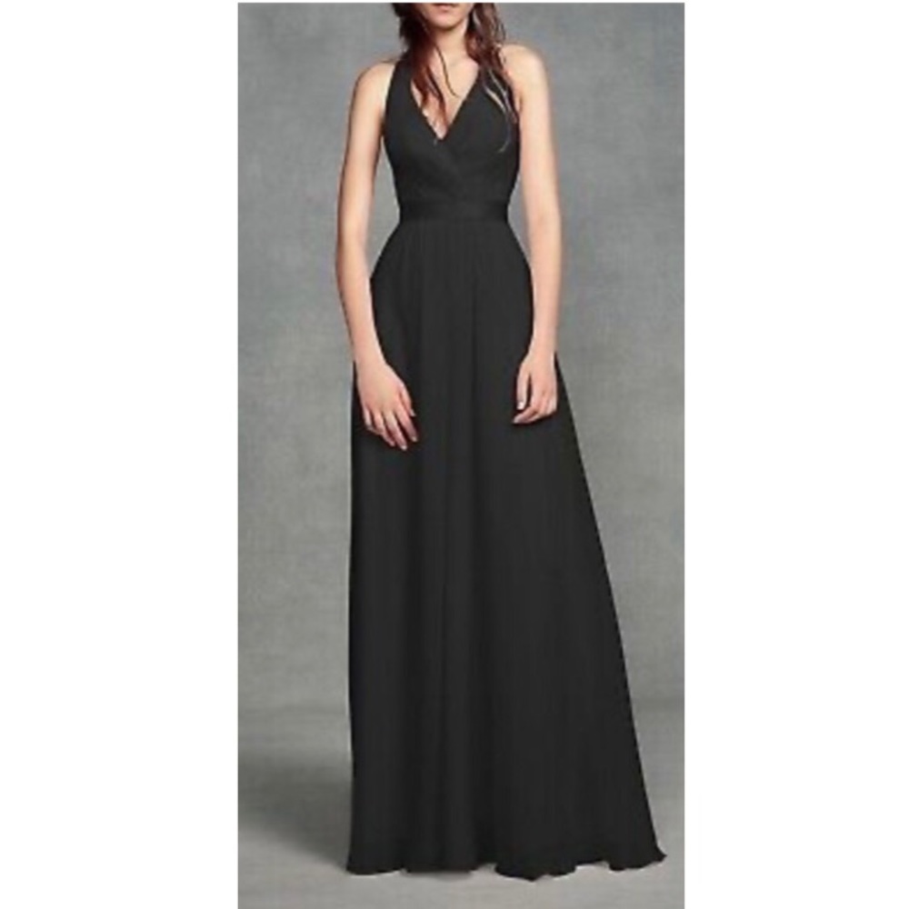 Vera Wang Black Ebony Chiffon Halter Bridesmaid Dress